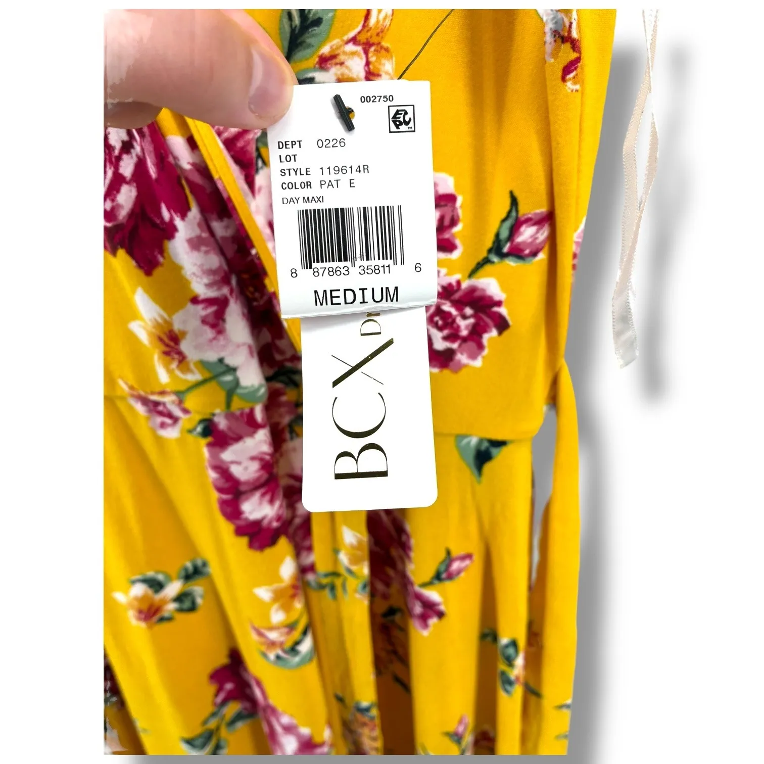 BCX Dress M Yellow Floral Hi - Image 3