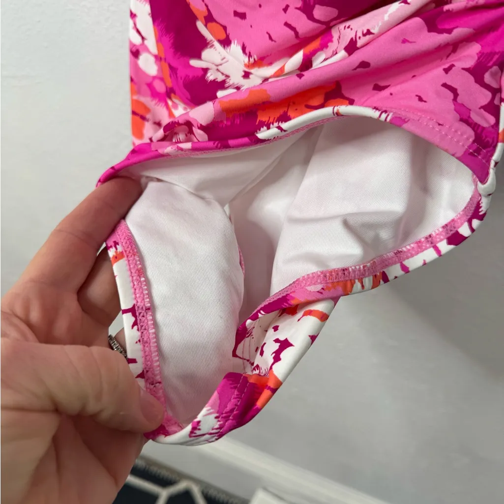 Carmen Marc Valvo One Piece Swimsuit Womens Size 6 Pink Orange Abstract - Image 5