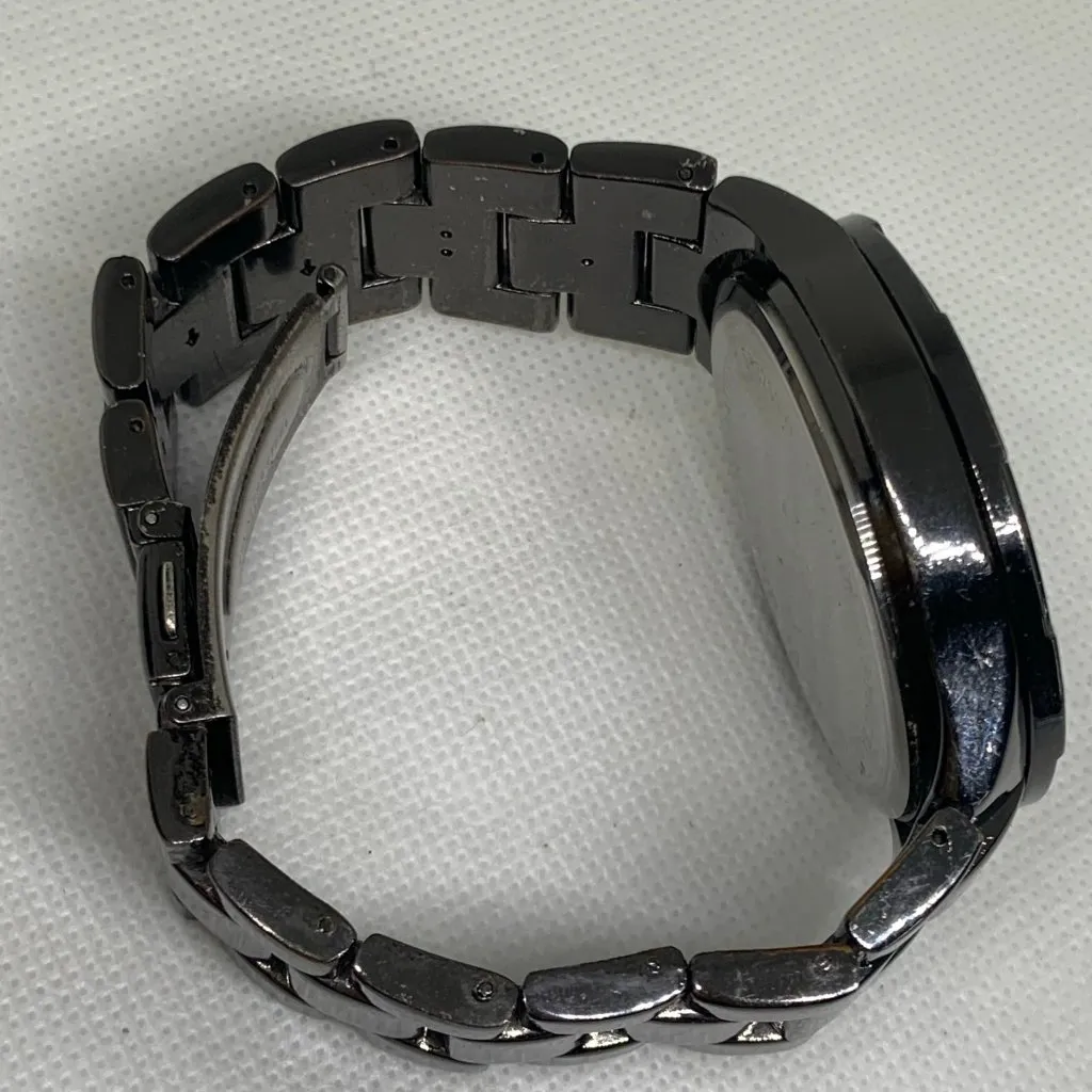 Sean John men’s Watch black tone 48mm round case rhinestones quartz 7.5” running - Image 9