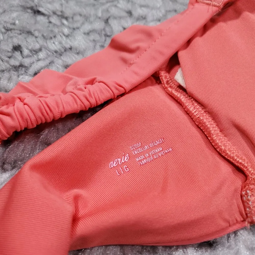 Aerie Ruffle Wide Strap Scoop Bikini Swim Top Women's Size Large Pink - Image 5