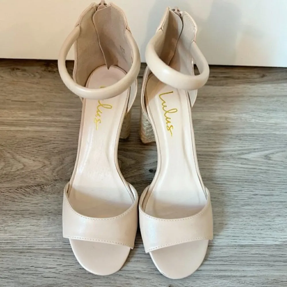 Lulu's Sidecar Cutie Jute Nude Ankle Strap Heels Size 6 - Image 4
