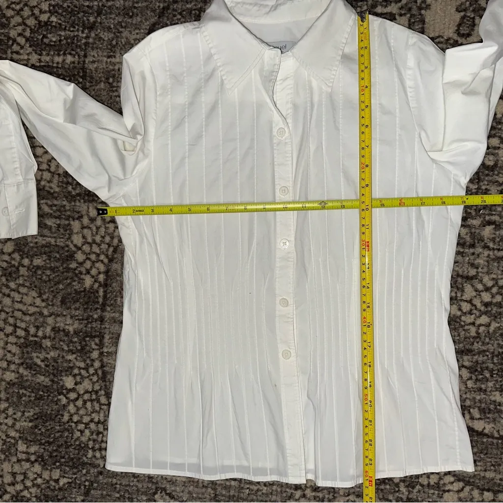 Emanuel Ungaro Womens Size 12 White Pintuck Pleats Long Sleeve Button Down Shirt - Image 5