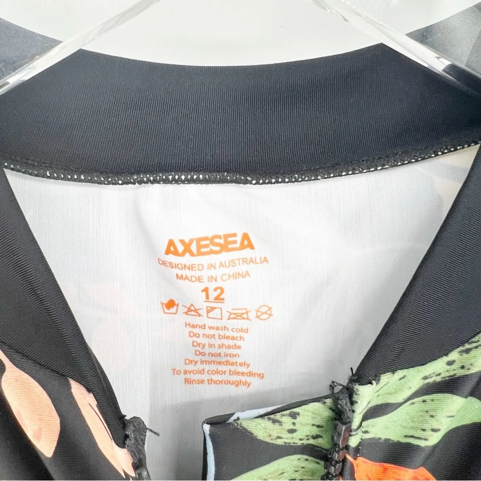 Axesea Floral Ruched One Piece‎ Long Sleeve Rash Guard 12 Black - Image 6