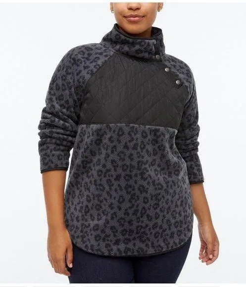 NEW J. Crew Animal Print Quilted Button Neck Sherpa Tunic size XXS NWT BA200 - Image 12