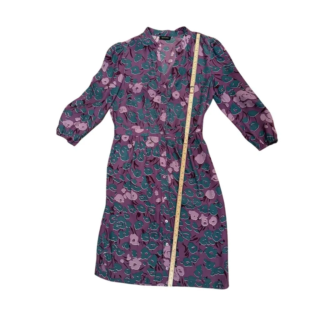 Sax Fifth Avenue Purple Floral Silk Midi Dress XS Vintage Party - Image 7
