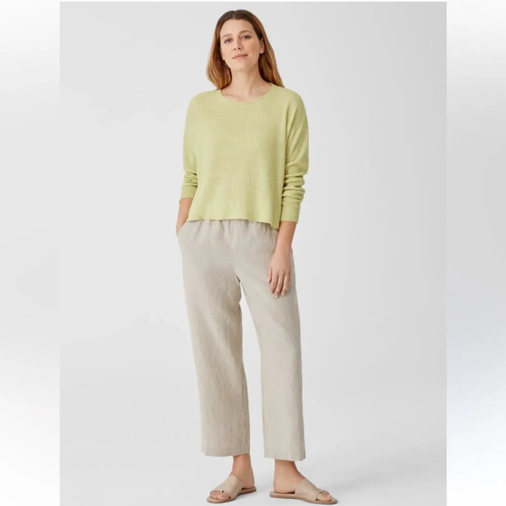 Eileen Fisher Size‎ S Delave Organic Linen Loose Knit Sweater Spring Green Light - Image 8