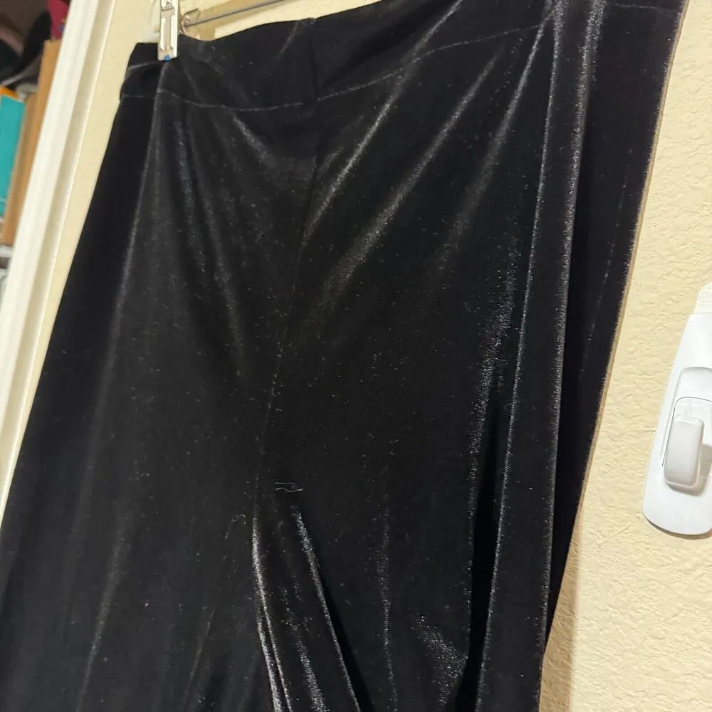Karen Kane Women's Black Pants Velvet Wide Leg sz XL pull on elastic waist - Image 4