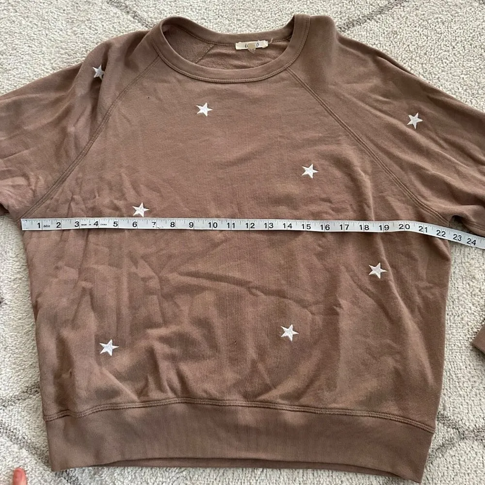 Leallo Star Embroidered 100% Cotton Crew Neck Sweatshirt Sz Small Pink - Image 4