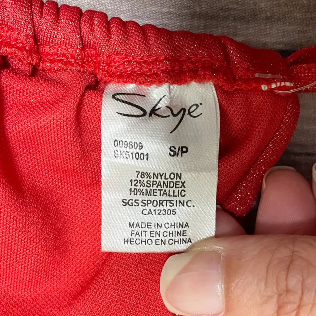 Skye Red Metallic Gold Sparkle Sliding Halter Bikini Top NWT Small Soft Cup - Image 10