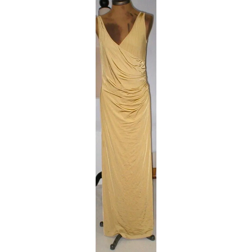 New Womens 8 NWT Dress 44 Betta Beach Gold Split leg Tank Sexy Silky Italy Polya - Image 2