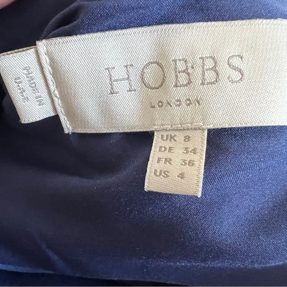 Hobbs London Navy Blue Peplum Short Sleeve V Neck Midi Dress 4 - Image 6