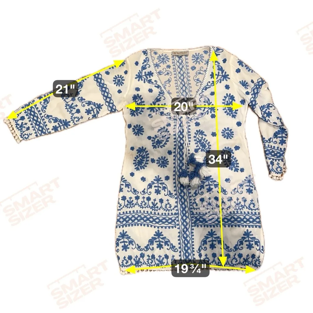 PRANELLA Gigi Kaftan China Blue Beach Cover Up Kaftan Dress Size 2 - Image 9