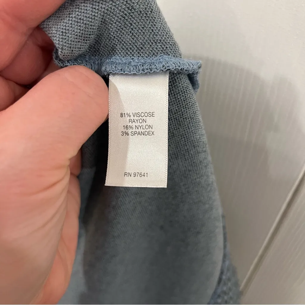 J. Jill Ponte Pullover Knit Top Houndstooth Hip Pocket Womens Size Medium Blue - Image 7