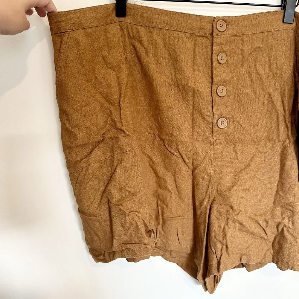 NWT Abound Tan Light Brown Linen Blend Elastic High Waisted Shorts - 3X - Image 2