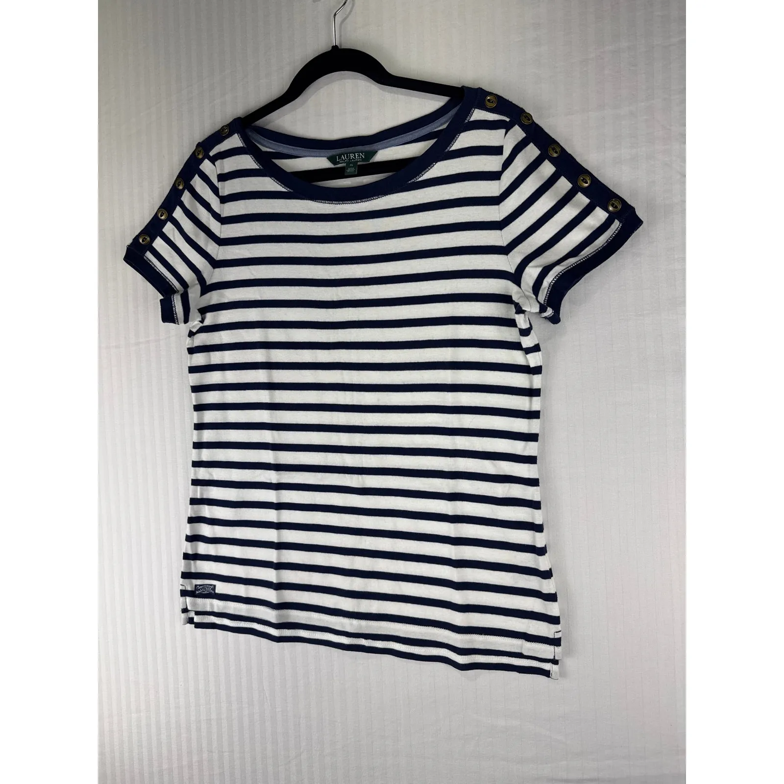 LAUREN Ralph Lauren Crewneck Shirt XL Stripped Cotton Nautical Coastal Sailing - Image 3