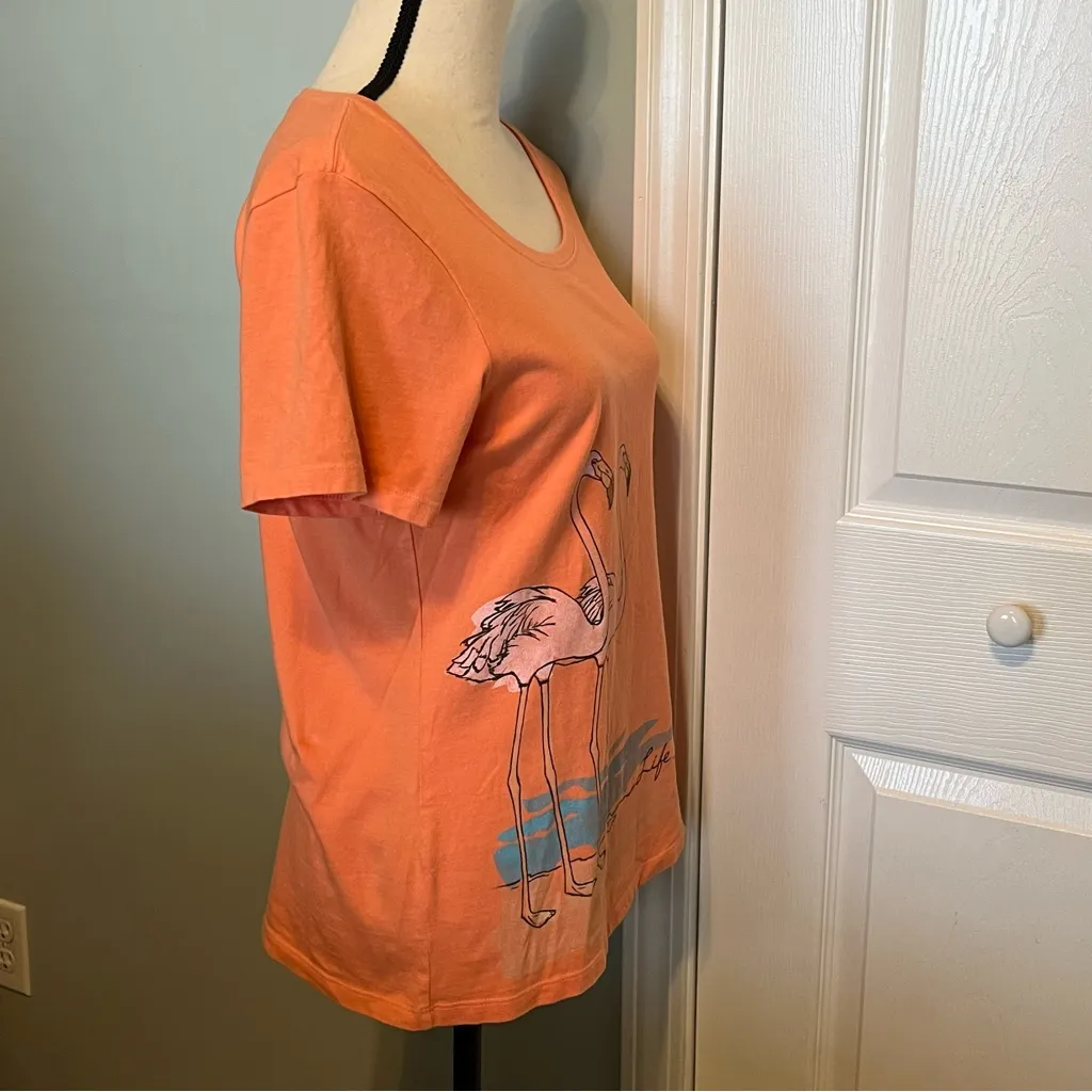 Life is Good Womens Size Small Peach Orange Crusher Tee Shirt Flamingo‎ Coastal - Image 10