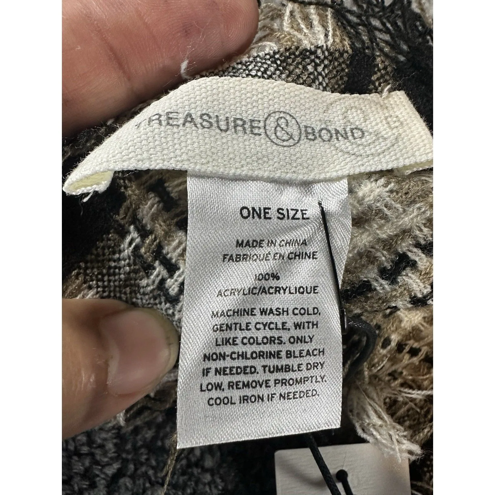 Treasure & Bond Ivory Boyfriend Check Scarf - Oversized Plaid Wrap NWT - Image 5