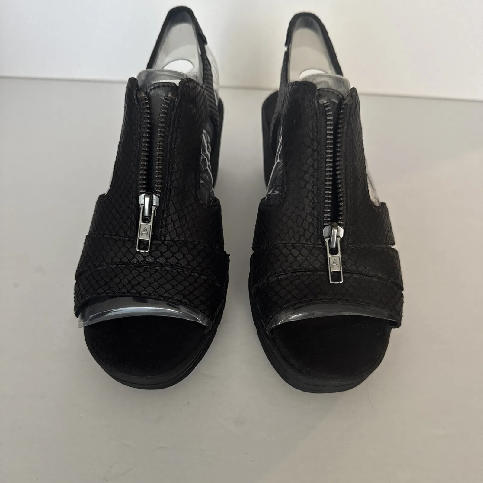 Aerosoles Sandals Duffle Bog Wedge Heel Black Snake Neutral Casual Womens 8 Wide - Image 5