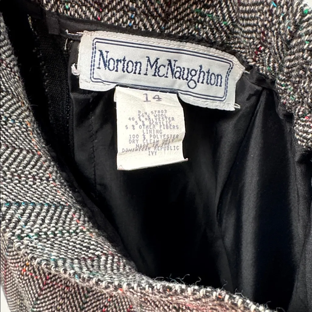 Norton McNaughton Multicolor Tweed pencil Skirt knee length 14 vintage wool - Image 8