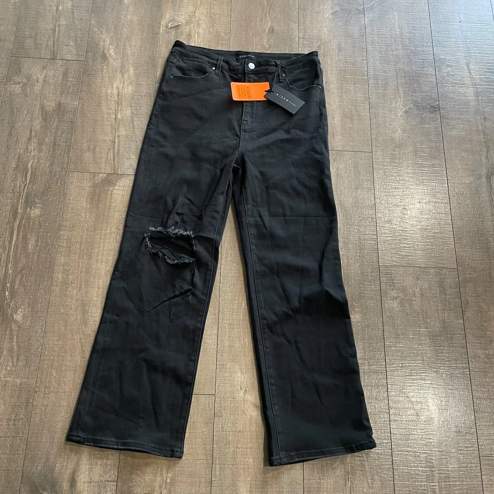 NWT Risen Los Angeles Black Relaxed Distressed Denim Jeans Women Size 15/32 Y2K‎ - Image 3