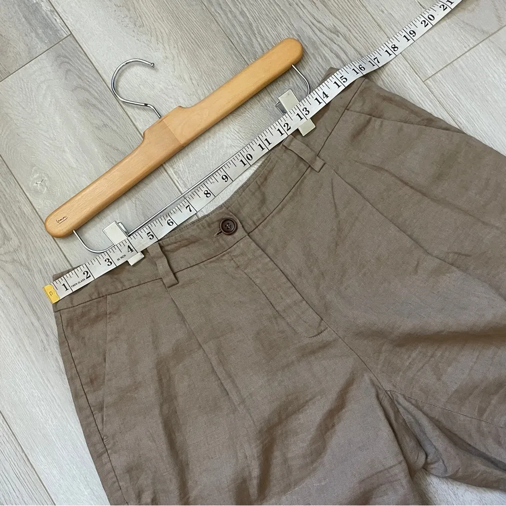 Eileen Fisher Shorts organic linen womens Brown (size 6) breathable mom classic - Image 3