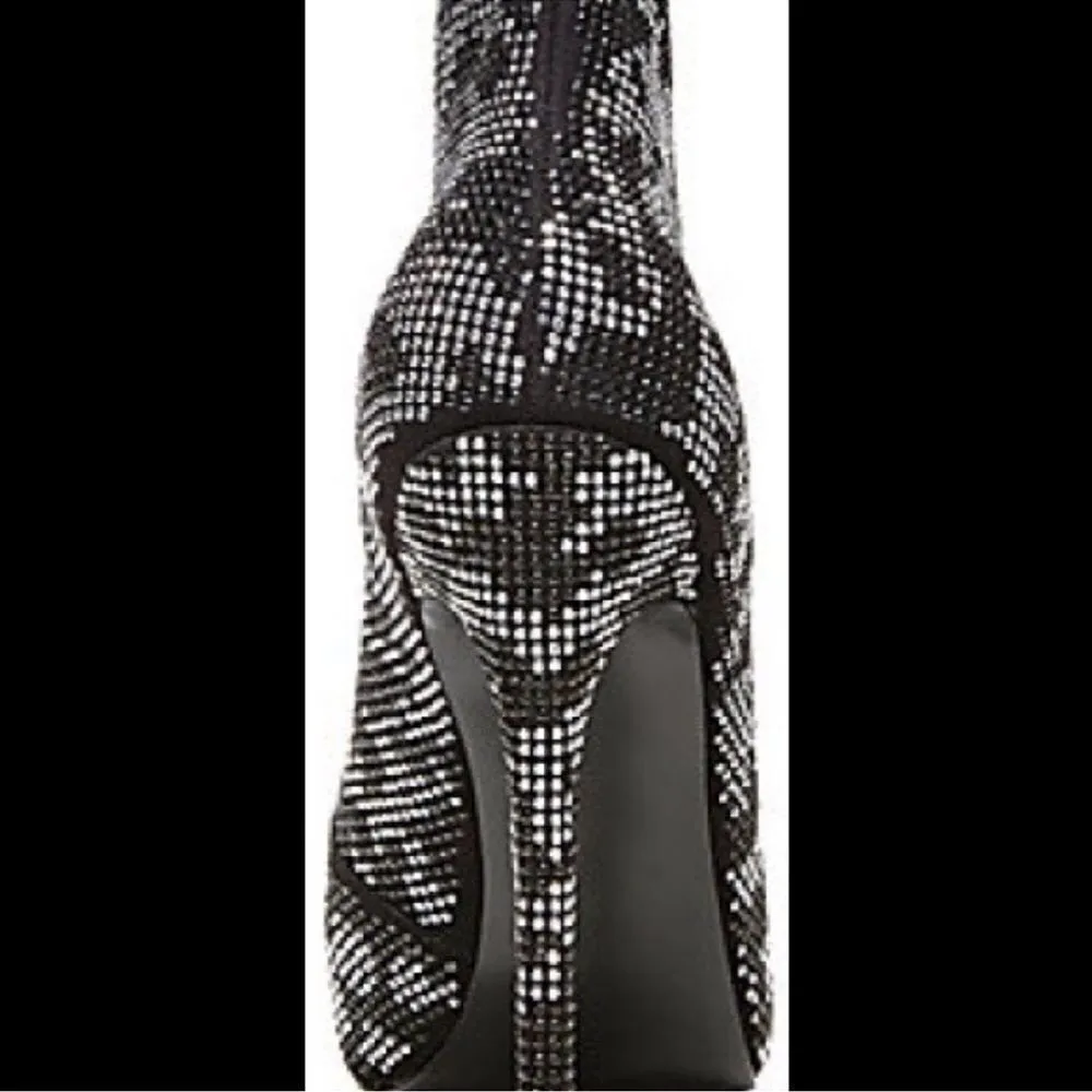 Steve Madden‎ St. Lucia Black Monochrome Camouflage Gemstone Ankle Boots B51 - Image 4