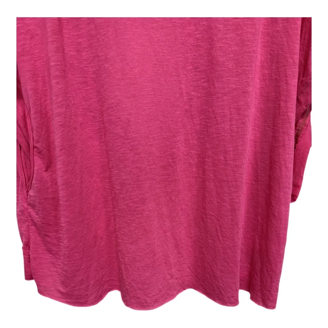 Hot Pink Open Back Athletic Short Sleeve Workout Top Size 1X Light Weight Blue - Image 5