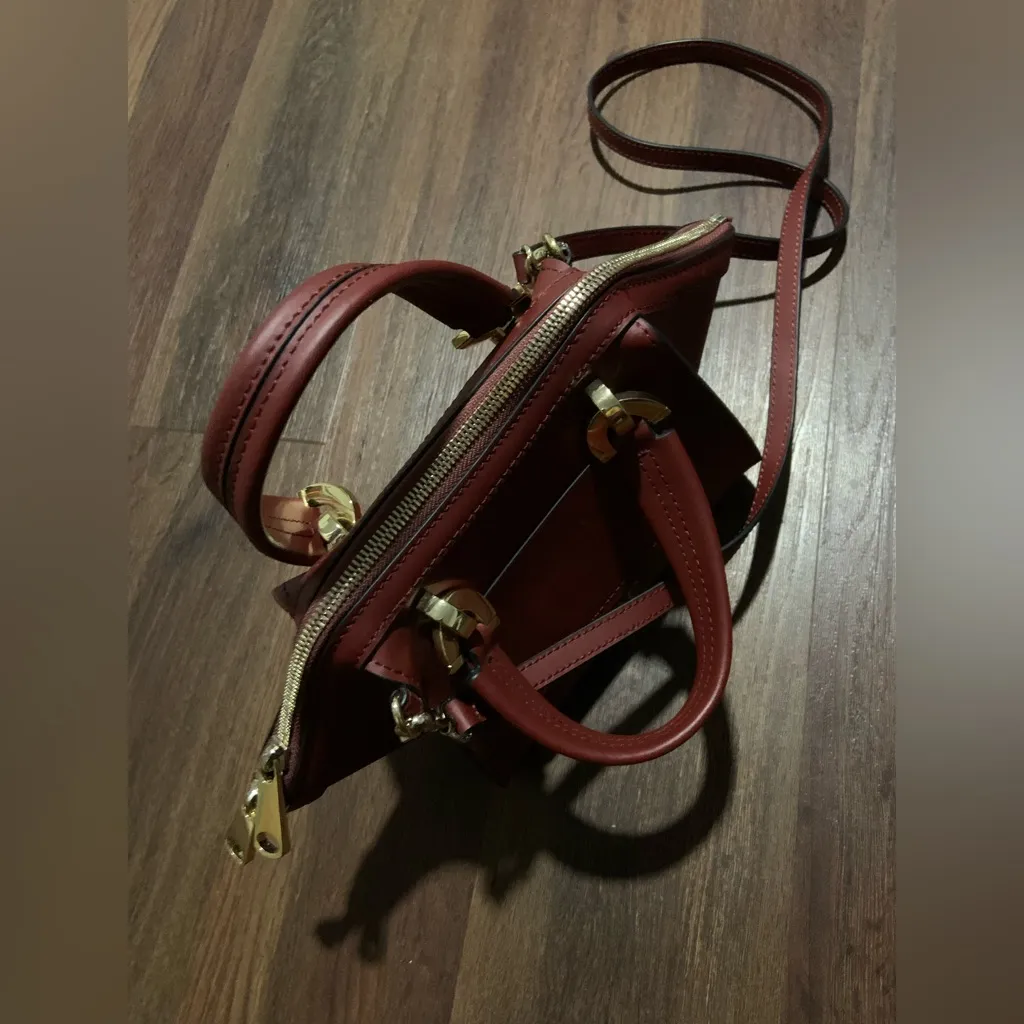 Leather crossbody bag Zac Posen Burgundy in Leather $400 fall casual classic Red - Image 5