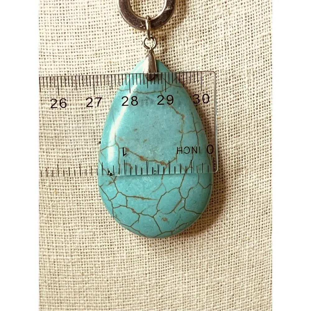 Apache Style Imitation Turquoise Pendant Necklace Matching Earrings‎ Blue - Image 10