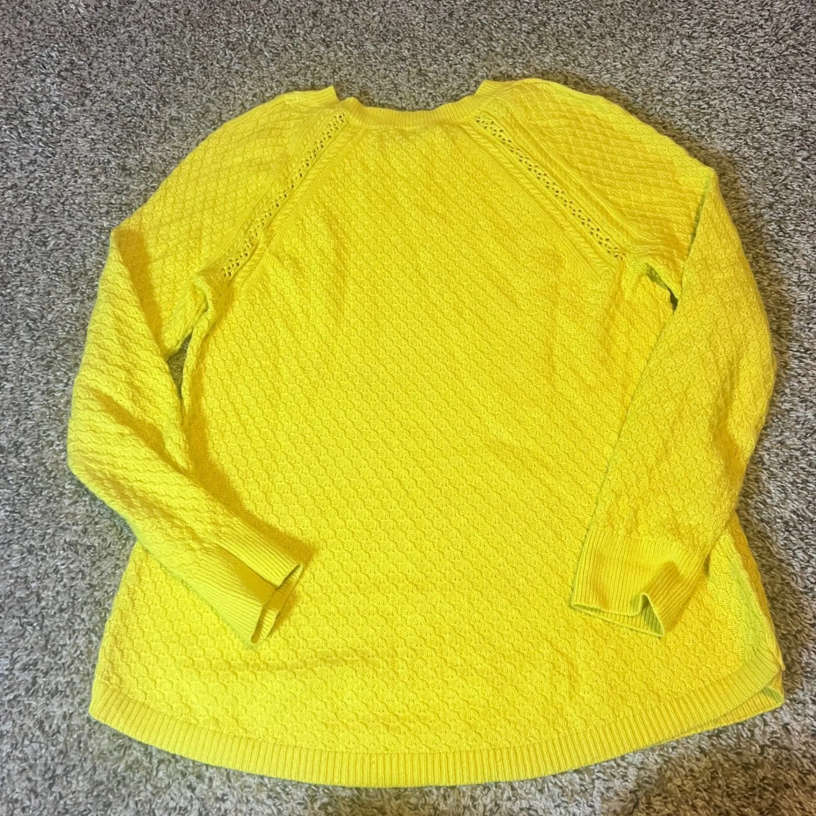 LOFT Yellow Textured Knit Crew Neck Long Sleeve Sweater Women's Size M - Image 5