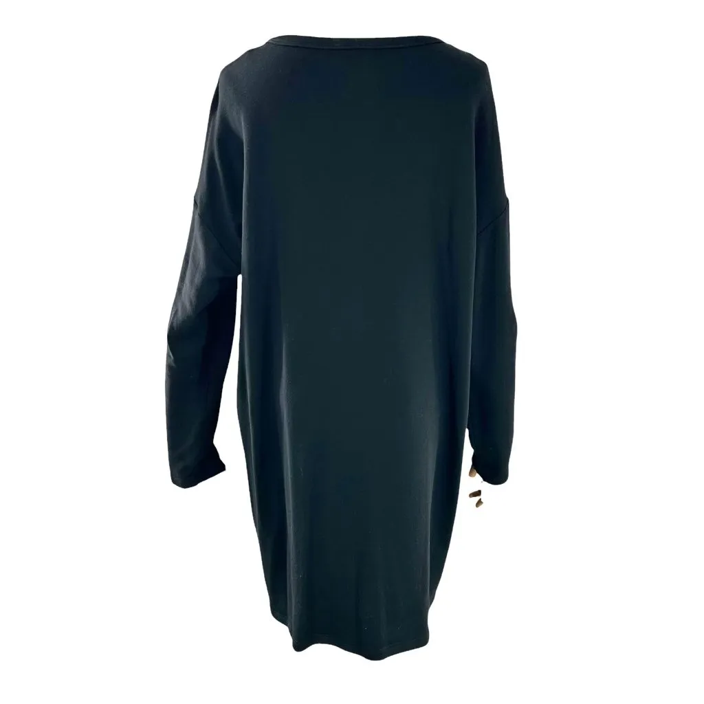 Eileen Fisher Black Tencel Fleece Lined Tunic Dress Size Small - Image 4