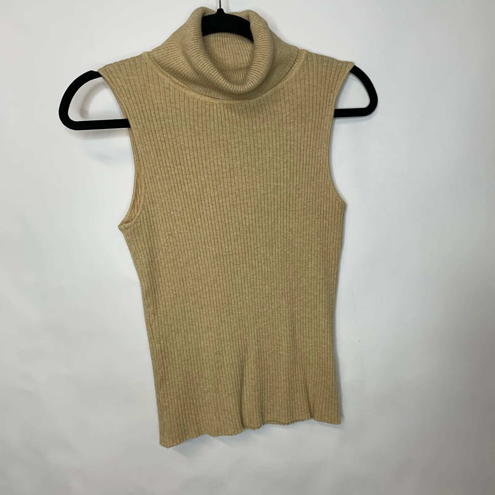 Tan Camel Turtleneck Shell Soft Sz Small Medium - Image 5