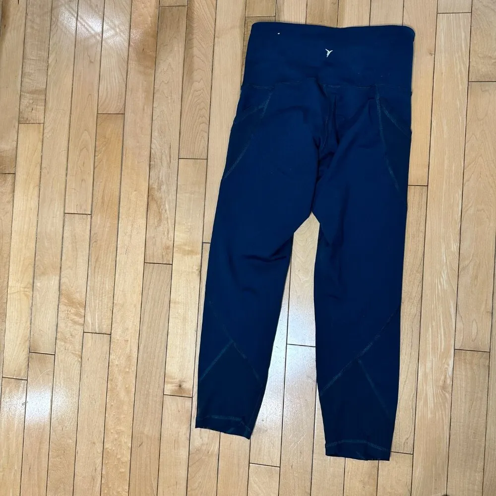 OLD NAVY ELEVATE Mesh Detail Go-Dry Dark Teal Green Leggings w Pockets size XS - Image 4