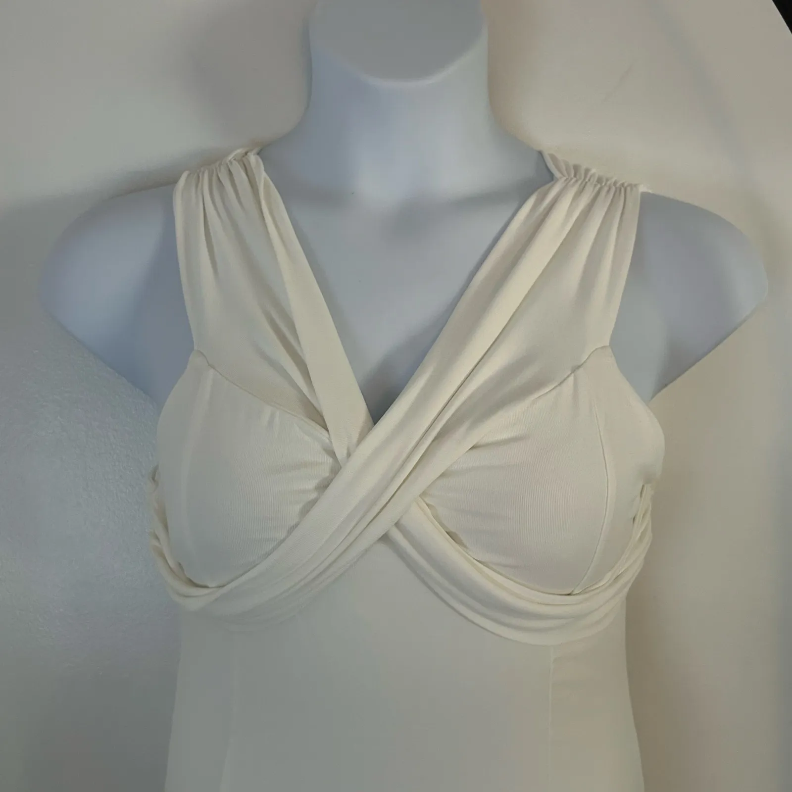 OGL Women's Flowy Criss Cross Off Shoulder Midi Brami Dress Pure White L New Size L - Image 3