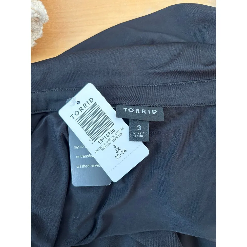 Torrid Shirt Dress Size 3X Black Faux Wrap Dark Academia Office Siren NWT - Image 7