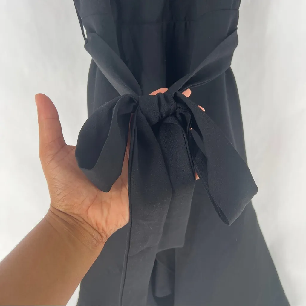She + Sky Black Sleeveless Cami Dress Flounce Wrap Skirt Fit & Flare Mini Size S - Image 3