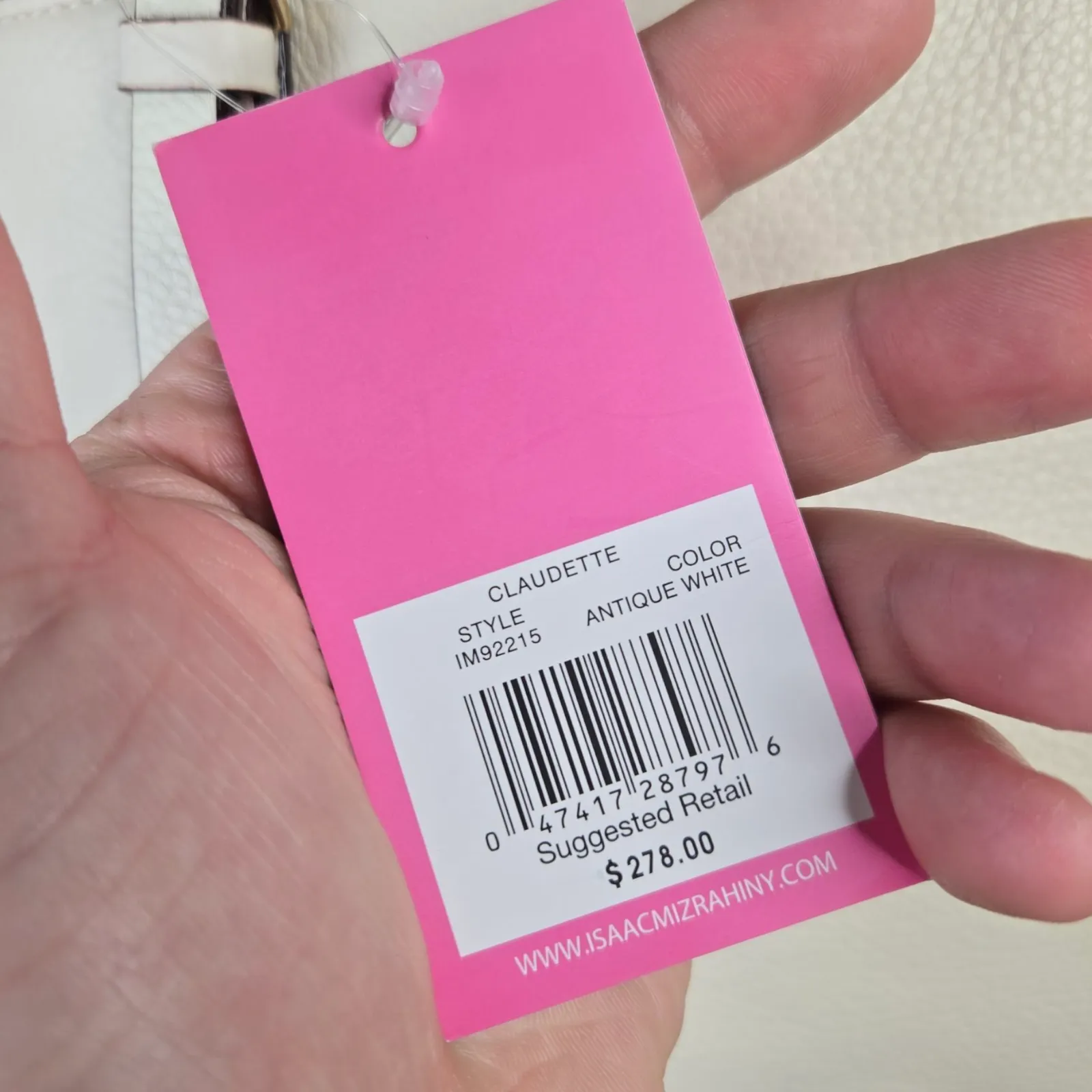 Isaac Mizrahi Ivory White Claudette Tote Bag Leather Satchel Shoulder Handbag - Image 7