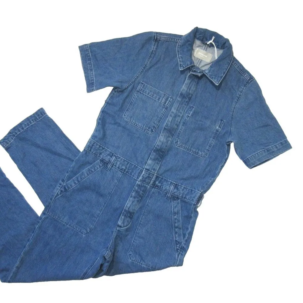 NWT Everlane The Super-Soft Jean Coverall in Medium Blue Denim Cotton Jumpsuit 2 - Image 2