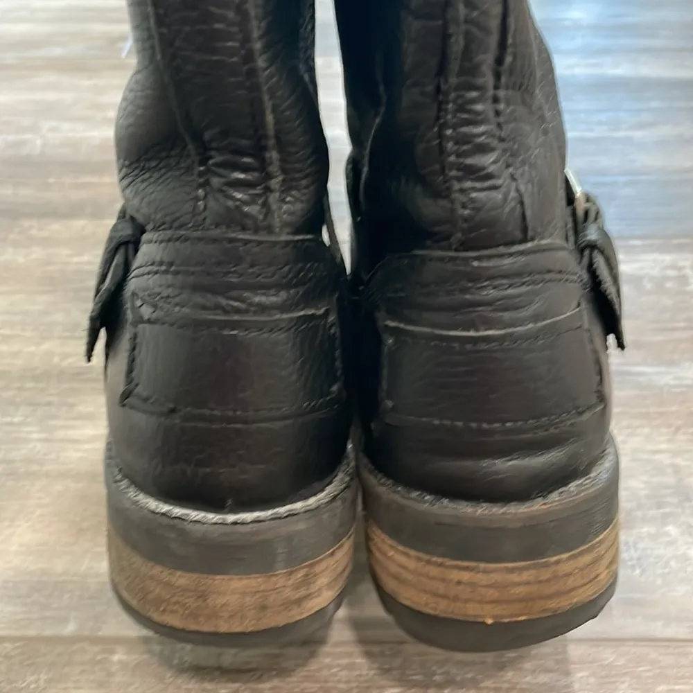 BULL BOXER Morgan Black Leather Moto Boots Size 7 - Image 5