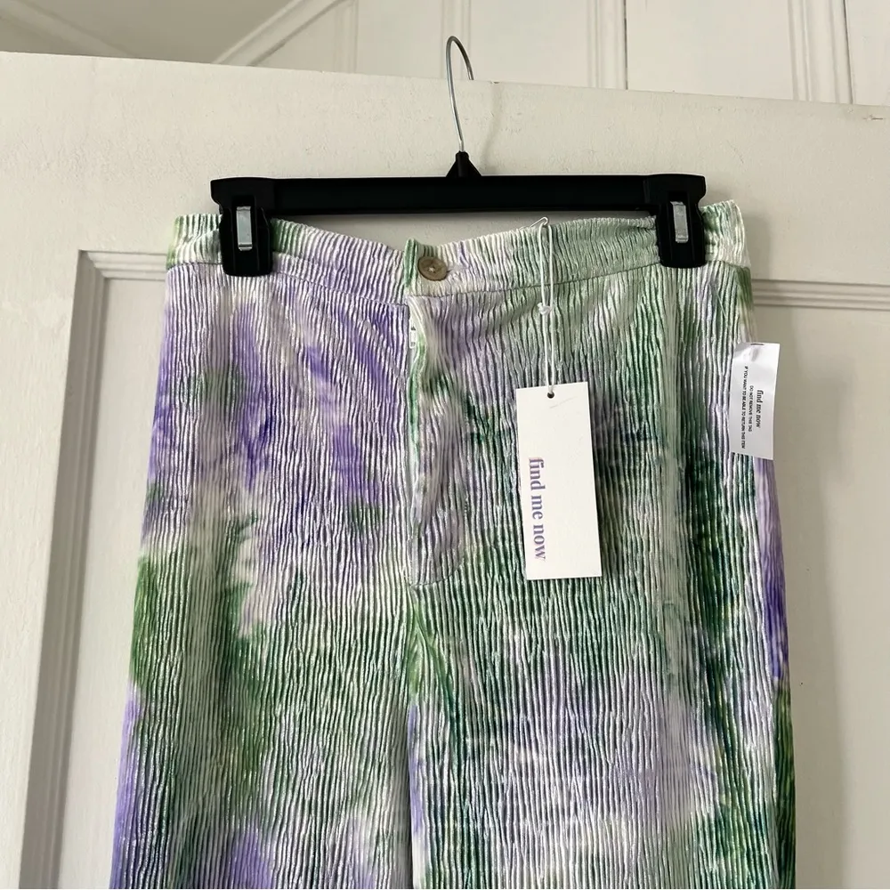 Find Me Now Purple Green Grey Tie Dye Pull On Wide Leg Pants NWT Size L - Image 7