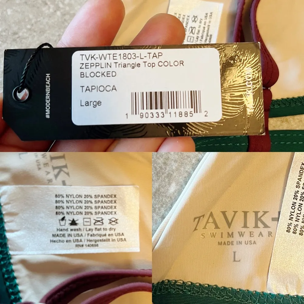 TAVIK Bikini Set Zepplin Top Jayden Bottom Color Block Tapioca Large NWT - Image 8