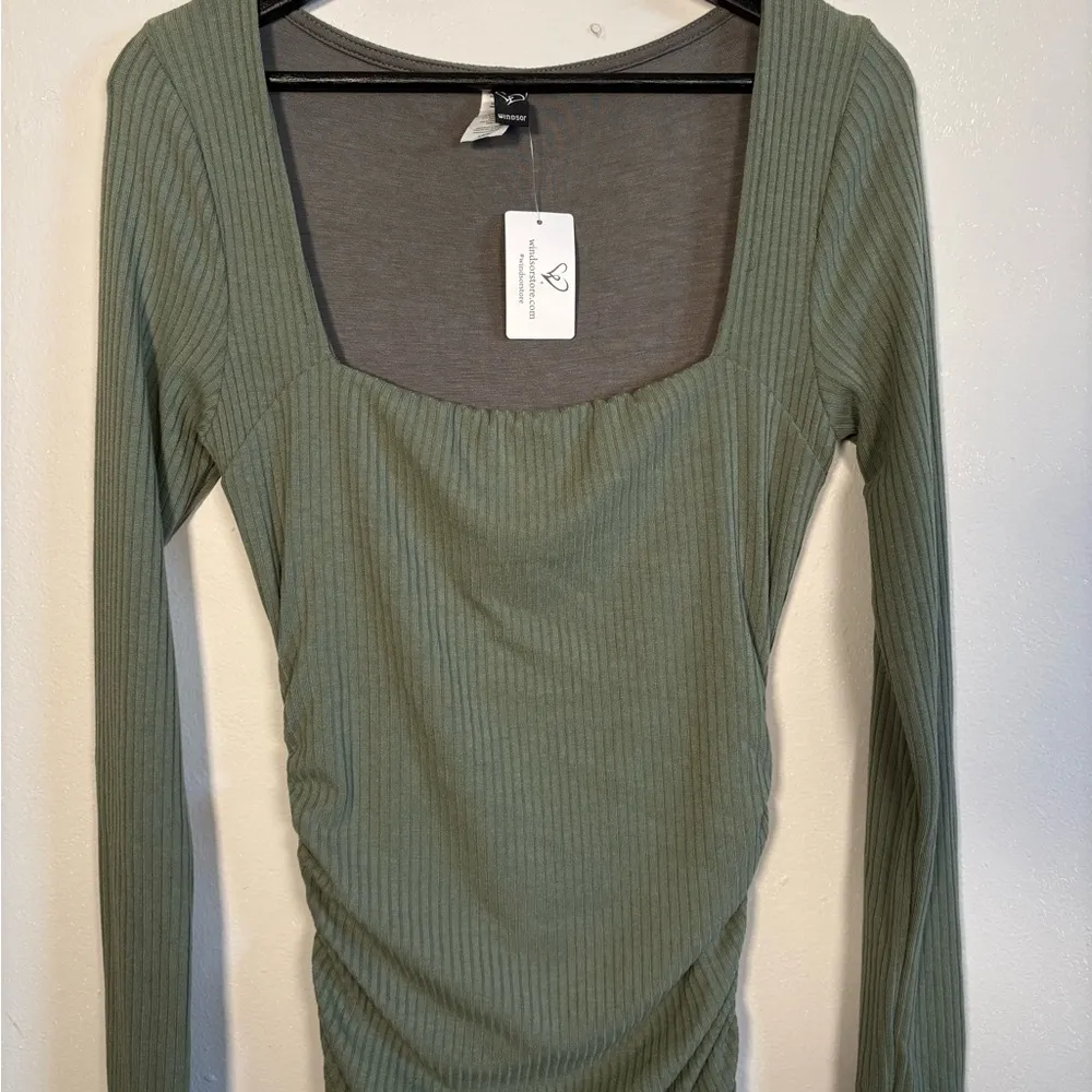 Olive Green Long Sleeve Dress - Image 2
