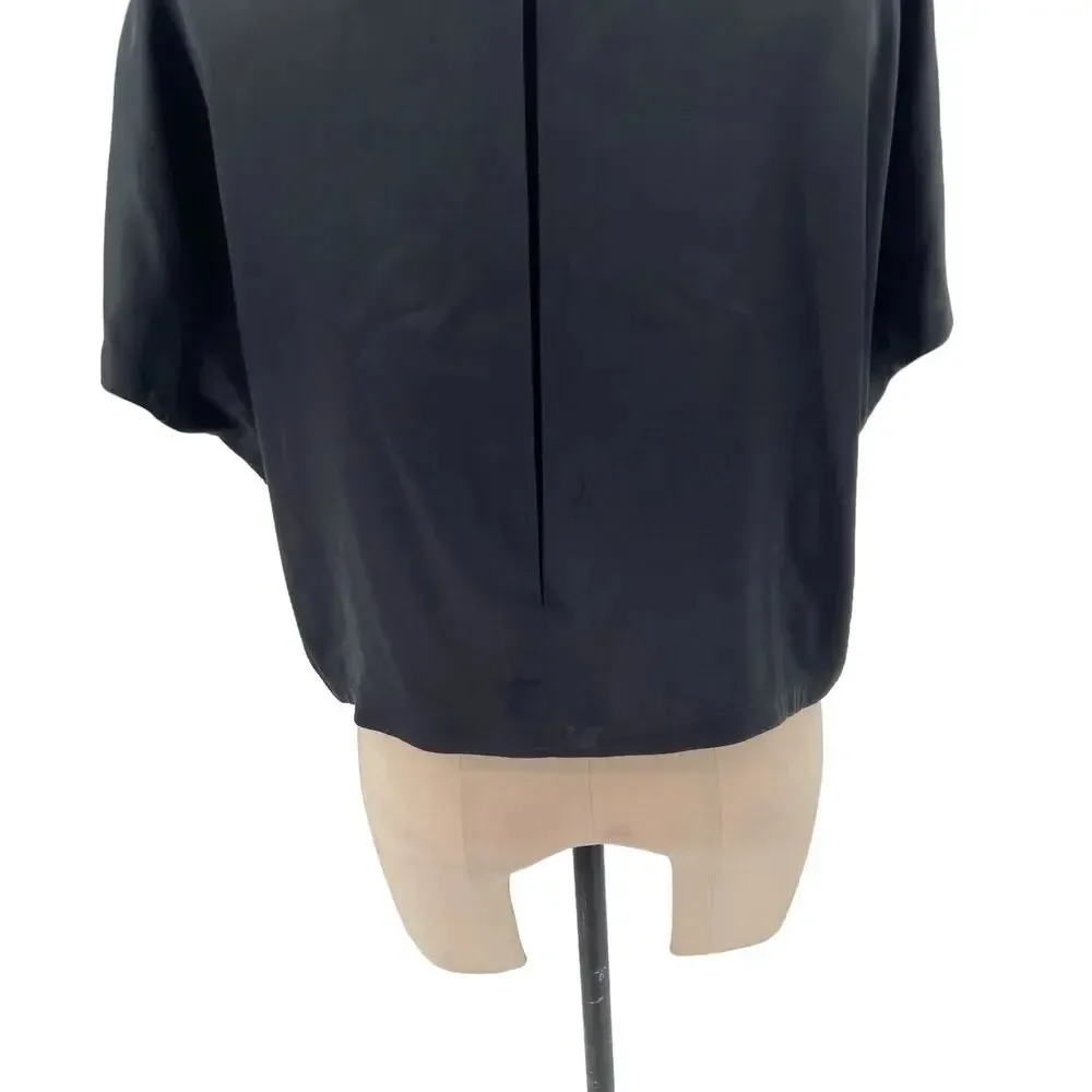 Eileen‎ Fisher Gray Linen Blend Contrast Silk Back Short Sleeve Cropped Top XS - Image 8