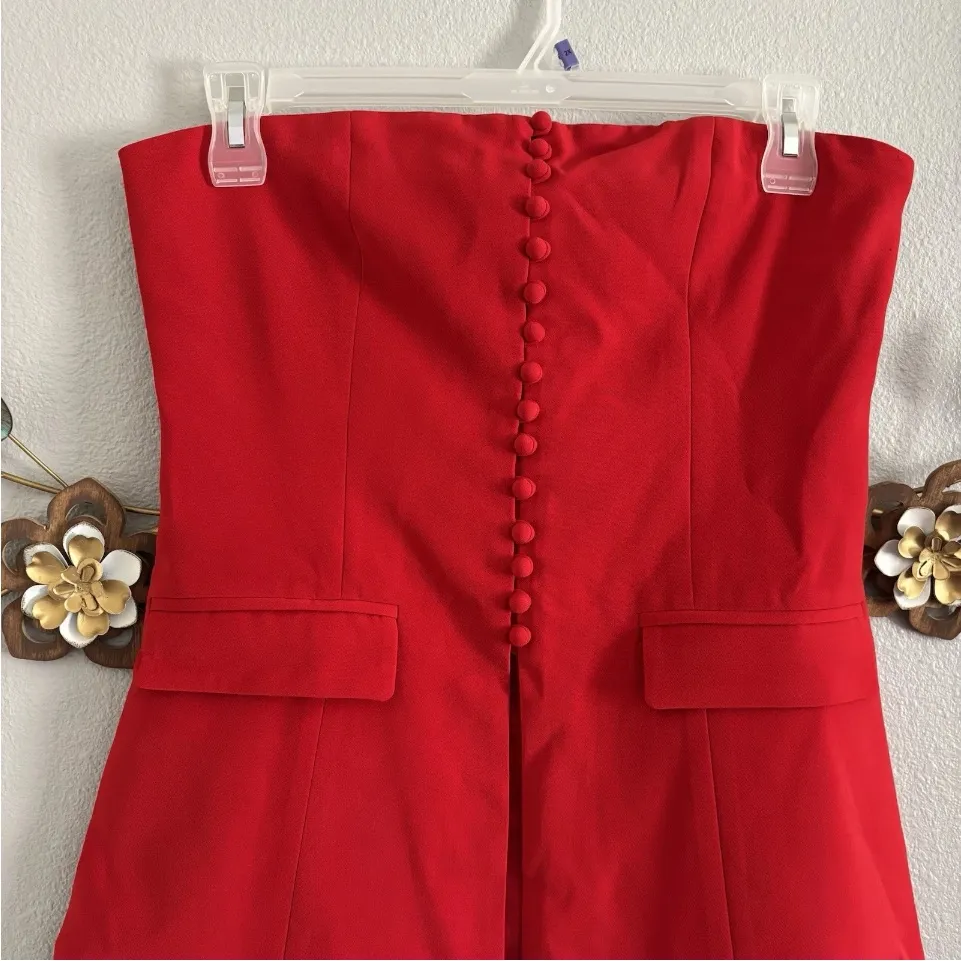 Showpo Womens Red Strapless Button Down Longline Vest Top Size 8 NWT - Image 2