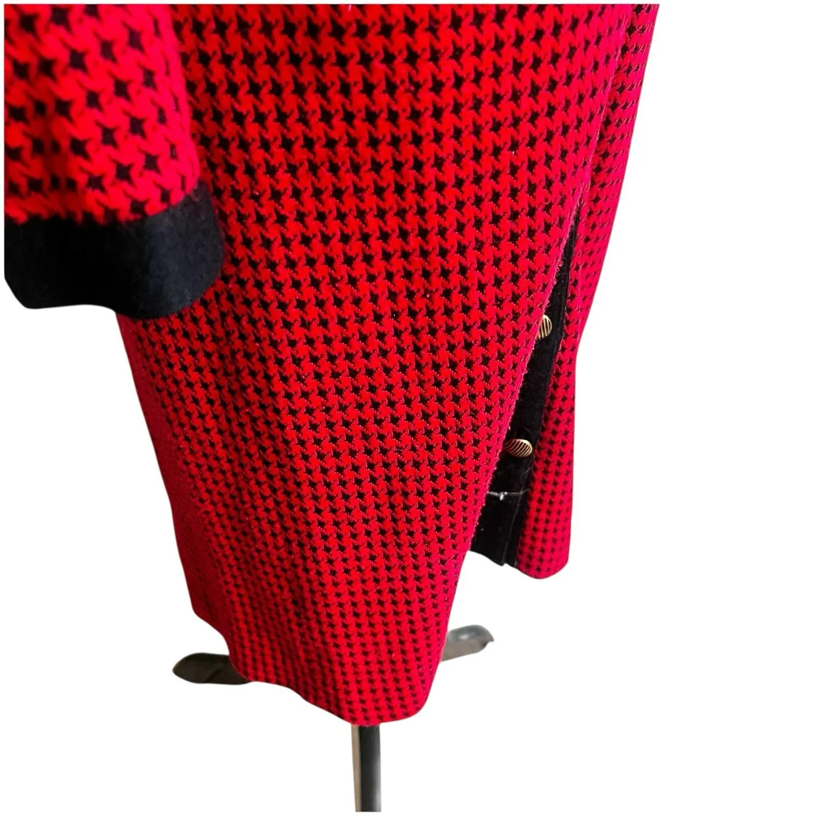 Robert Janan Designed By Eva Midi Vintage Houndstooth Dress Red & Black Size 6 - Image 7