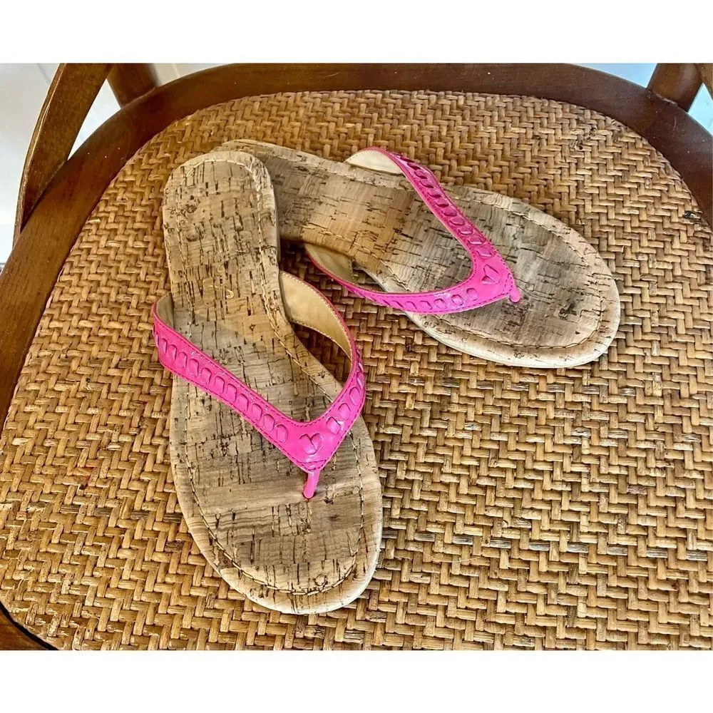 Jack Rogers pink stitch flip flop sandals size 6 - Image 2