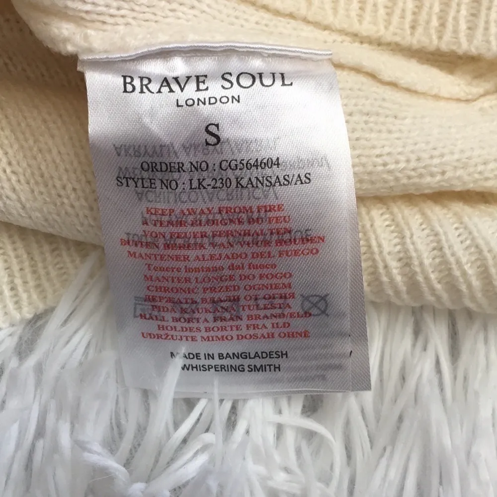 Brave Soul by Asos Kansas V Neck Knit Women’s Sweater Ivory size Small - Image 7