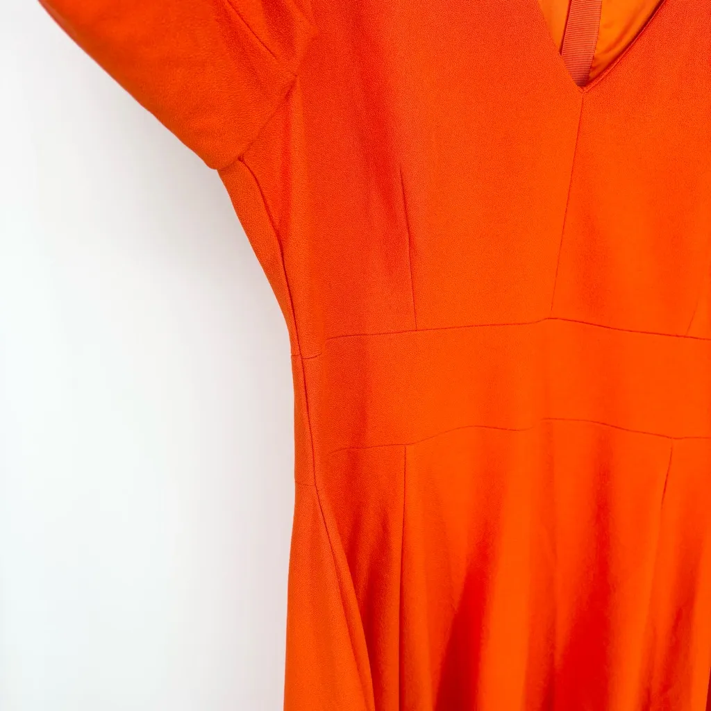 Karen Millen Structured Crepe Full Skirted Midi Dress
Size 12 Orange - Image 6