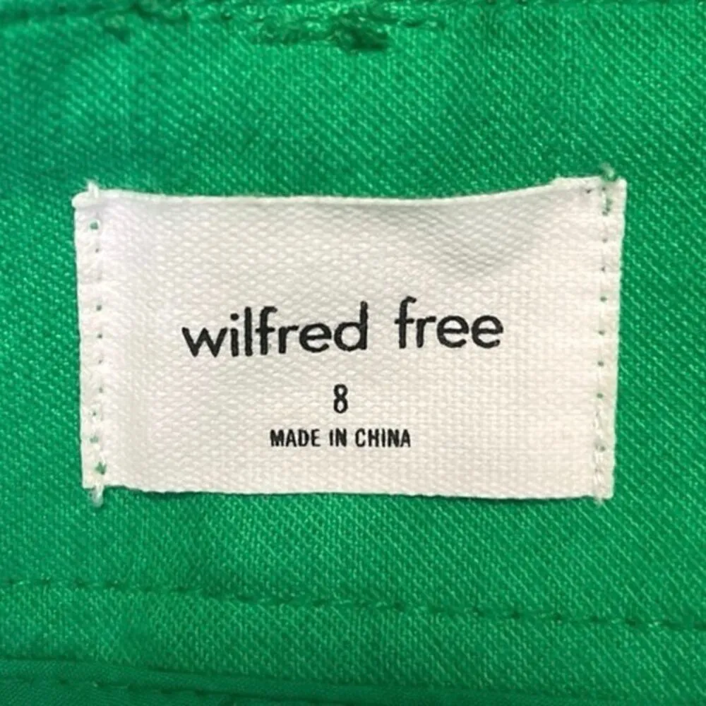 Aritzia Wilfred Free Green Cotton High Rise Ankle Cargo Wide Leg Pants Size 8 - Image 4