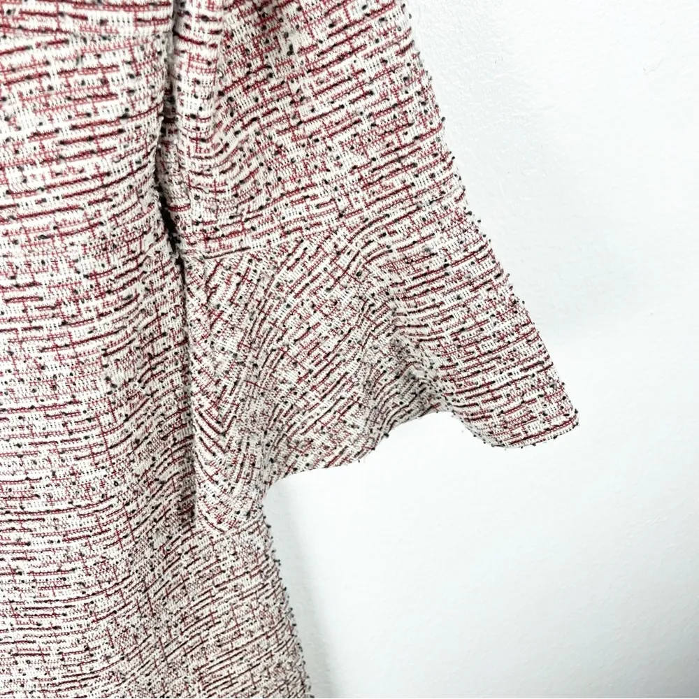 ANTHROPOLOGIE MAEVE SusieTweed Swing Red Ivory Bell Sleeves Dress, Size Large - Image 6